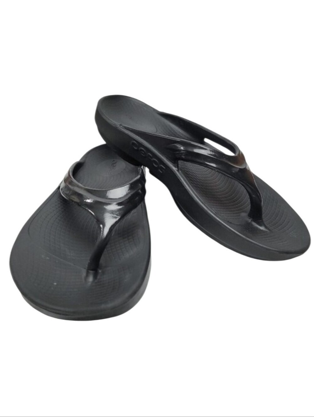 Oofos Women's OOlala Recovery Sandal Size 10 Black Rubber Thong Slide Light Shoe